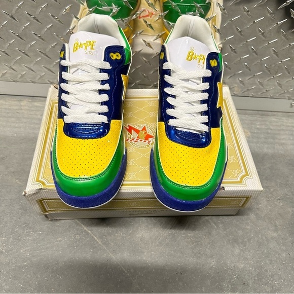 Vintage y2k bape roadsta sneakers shoe green white blue yellow mens 9 NEW - Picture 7 of 12